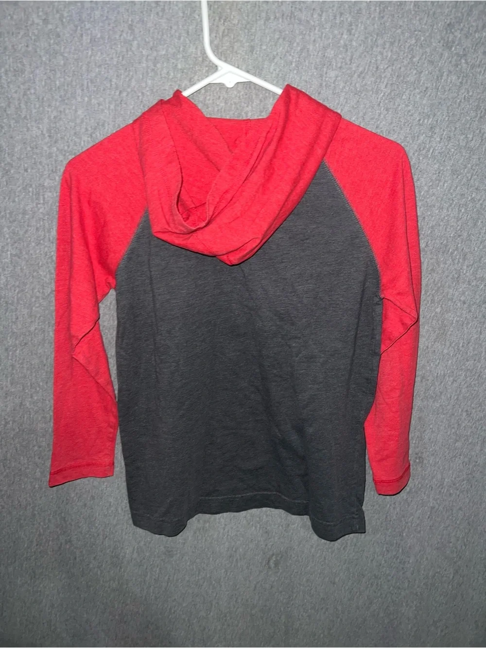 Old Navy Red Raglan Hooded Henley with Charcoal Body